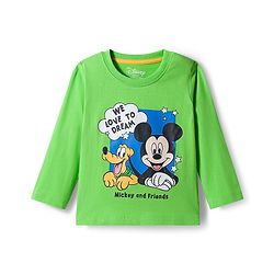 Babyhug Disney 100% Cotton Knit Full Sleeves T-Shirt & Pyjama Night Suit With Mickey & Friends Graphics - Blue & Green