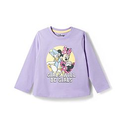 Babyhug Disney Single Jersey Knit Full Sleeves T-Shirt & Pajama Night Suit with Minnie & Friends Graphic - Lavender