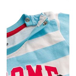 Babyhug Disney Single Jersey Knit Full Sleeves T-Shirt & Lounge Pant Night Suit With Mickey & Pluto Graphics - Light Blue