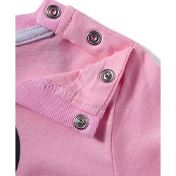 Babyhug Disney 100% Cotton Full Sleeves  T-Shirt & Pyjama Night Suit With Minnie Mouse Graphic - Pink