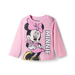 Babyhug Disney 100% Cotton Full Sleeves  T-Shirt & Pyjama Night Suit With Minnie Mouse Graphic - Pink