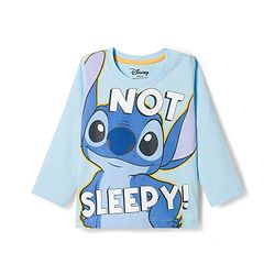 Babyhug Disney Single Jersey Knit Full Sleeves T-Shirt & Pyjama Night Suit With Stitch Graphics - Blue