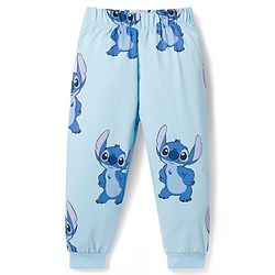 Babyhug Disney Single Jersey Knit Full Sleeves T-Shirt & Pyjama Night Suit With Stitch Graphics - Blue