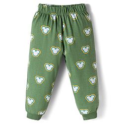 Babyhug Disney Single Jersey Knit Full Sleeves T-Shirt & Pyjama Co-ord Night Suit With Mickey Mouse Print - Green