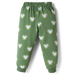 Babyhug Disney Single Jersey Knit Full Sleeves T-Shirt & Pyjama Co-ord Night Suit With Mickey Mouse Print - Green