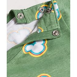 Babyhug Disney Single Jersey Knit Full Sleeves T-Shirt & Pyjama Co-ord Night Suit With Mickey Mouse Print - Green