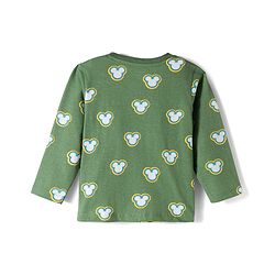 Babyhug Disney Single Jersey Knit Full Sleeves T-Shirt & Pyjama Co-ord Night Suit With Mickey Mouse Print - Green