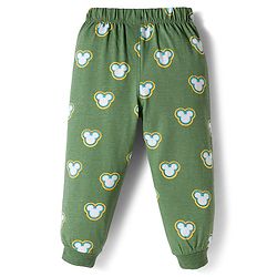 Babyhug Disney Single Jersey Knit Full Sleeves T-Shirt & Pyjama Co-ord Night Suit With Mickey Mouse Print - Green