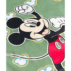 Babyhug Disney Single Jersey Knit Full Sleeves T-Shirt & Pyjama Co-ord Night Suit With Mickey Mouse Print - Green