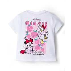 Babyhug Disney Single Jersey Knit Half Sleeves Oversized T-Shirt & Shorts Set with Minnie & Friends Front & Back Graphic - Multicolor