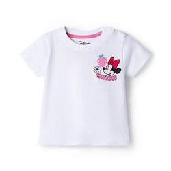 Babyhug Disney Single Jersey Knit Half Sleeves Oversized T-Shirt & Shorts Set with Minnie & Friends Front & Back Graphic - Multicolor
