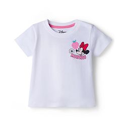 Babyhug Disney Single Jersey Knit Half Sleeves Oversized T-Shirt & Shorts Set with Minnie & Friends Front & Back Graphic - Multicolor