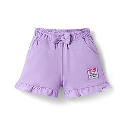 Babyhug Disney Single Jersey  Knit Oversize Half Sleeves T-Shirt & Shorts Set with Minnie & Friends Graphic - Lavender