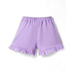 Babyhug Disney Single Jersey  Knit Oversize Half Sleeves T-Shirt & Shorts Set with Minnie & Friends Graphic - Lavender