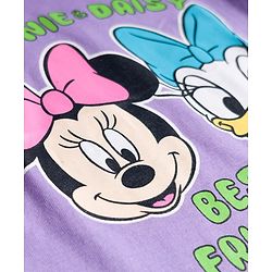 Babyhug Disney Single Jersey  Knit Oversize Half Sleeves T-Shirt & Shorts Set with Minnie & Friends Graphic - Lavender