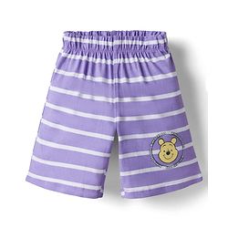 Babyhug Disney Single Jersey Knit Sleeveless T-Shirt & Shorts Night Suit With Winnie The Pooh Graphics - Lavender
