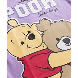 Babyhug Disney Single Jersey Knit Sleeveless T-Shirt & Shorts Night Suit With Winnie The Pooh Graphics - Lavender