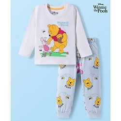 Babyhug Disney Single Jersey  Knit Full Sleeves T-Shirt & Pyjama Night Suit Set with Winnie the Pooh Graphic - Multicolour