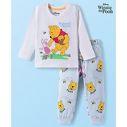 Babyhug Disney Single Jersey  Knit Full Sleeves T-Shirt & Pyjama Night Suit Set with Winnie the Pooh Graphic - Multicolour