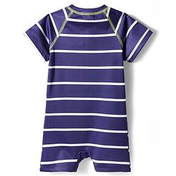 Babyhug Water Repellent Half Raglan Sleeves Legged Swimsuit With Anchor Print - Navy Blue