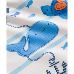 Babyhug Water Repellent Half Raglan Sleeves Legged Swimsuit With Sea Animals Print - White