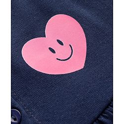 Babyhug 100% Cotton Interlock Knit Half Sleeves Frock With Heart Print & Bloomer - Navy Blue