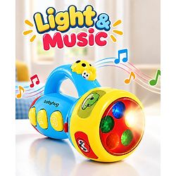 Babyhug Musical Learning Torch for Toddlers| Color-Changing Flashlight| Animal Sounds & Music| Numbers & Color Learning Toy| Interactive Toy| Gifting Option | Yellow