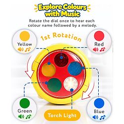 Babyhug Musical Learning Torch for Toddlers| Color-Changing Flashlight| Animal Sounds & Music| Numbers & Color Learning Toy| Interactive Toy| Gifting Option | Yellow