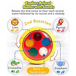 Babyhug Musical Learning Torch for Toddlers| Color-Changing Flashlight| Animal Sounds & Music| Numbers & Color Learning Toy| Interactive Toy| Gifting Option | Yellow
