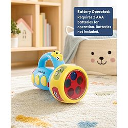 Babyhug Musical Learning Torch for Toddlers| Color-Changing Flashlight| Animal Sounds & Music| Numbers & Color Learning Toy| Interactive Toy| Gifting Option | Yellow