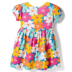 Babyhug Interlock Knit Half Sleeves Floral Printed Frock with Bloomer - Pink