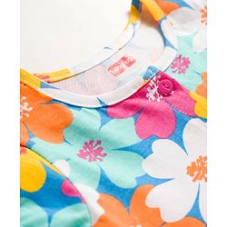 Babyhug Interlock Knit Half Sleeves Floral Printed Frock with Bloomer - Pink