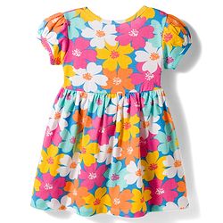 Babyhug Interlock Knit Half Sleeves Floral Printed Frock with Bloomer - Pink