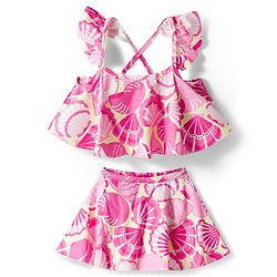 Babyhug Water Repellent Sleeveless Two Piece Swimsuit With Sea Animal Print - Pink
