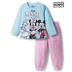 Babyhug Disney Single Jersey Knit Full Sleeves T-Shirt & Pyjama Night Suit With Minnie & Friends Graphics - Multicolor