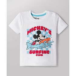 Babyhug Disney Single Jersey Knit Half Sleeves T-Shirt & Shorts Set With Mickey Mouse Graphics - Multicolor