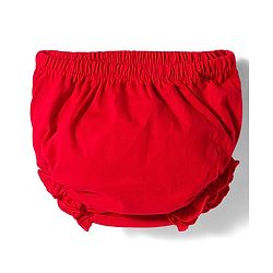 Babyhug Interlock Knit Half Sleeves Peter Pan Collared Frock with Bloomer & Floral Print - Red