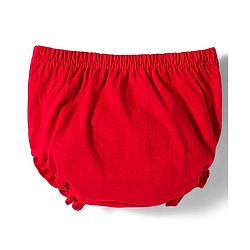 Babyhug Interlock Knit Half Sleeves Peter Pan Collared Frock with Bloomer & Floral Print - Red