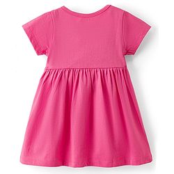 Babyhug Interlock Knit Half Sleeves Frock With Floral Print & Bloomer - Pink