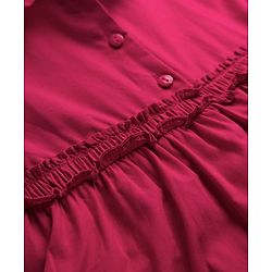 Babyhug Poplin Knit Half Sleeves Solid Frock - Dark Pink