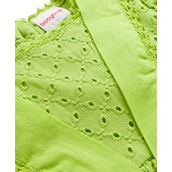 Babyhug Cotton Woven Half Puffed Sleeves Schiffili Frock - Green