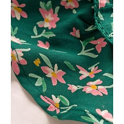 Babyhug Cotton Woven Frill Sleeves Frock With Floral Print - Green