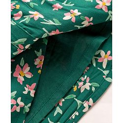 Babyhug Cotton Woven Frill Sleeves Frock With Floral Print - Green