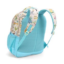 Babyhug 16 Inches Jungle Theme Backpack | 2 Main Compartments, 2 Front Pockets, 2 Side Bottle Pockets | Water Resistant | Durable Zippers | For School, Travel & Outdoors | Blue White