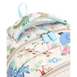 Babyhug 16 Inches Jungle Theme Backpack | 2 Main Compartments, 2 Front Pockets, 2 Side Bottle Pockets | Water Resistant | Durable Zippers | For School, Travel & Outdoors | Blue White
