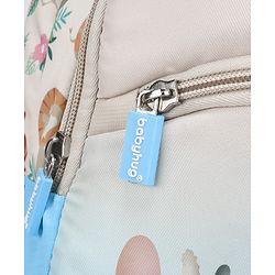 Babyhug 16 Inches Jungle Theme Backpack | 2 Main Compartments, 2 Front Pockets, 2 Side Bottle Pockets | Water Resistant | Durable Zippers | For School, Travel & Outdoors | Blue White