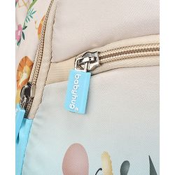 Babyhug 16 Inches Jungle Theme Backpack | 2 Main Compartments, 2 Front Pockets, 2 Side Bottle Pockets | Water Resistant | Durable Zippers | For School, Travel & Outdoors | Blue White