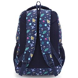 Babyhug 16 Inches Galaxy Astronaut Theme Backpack | 2 Main Compartments, 3 Front Pockets, 2 Side Bottle Pockets | Water Resistant | Durable Zippers | For School, Travel & Outdoors | Blue