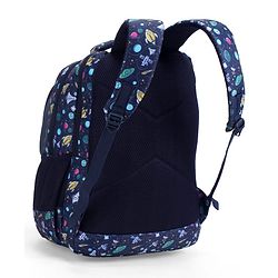 Babyhug 16 Inches Galaxy Astronaut Theme Backpack | 2 Main Compartments, 3 Front Pockets, 2 Side Bottle Pockets | Water Resistant | Durable Zippers | For School, Travel & Outdoors | Blue