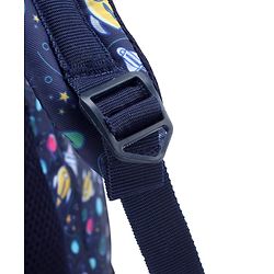 Babyhug 16 Inches Galaxy Astronaut Theme Backpack | 2 Main Compartments, 3 Front Pockets, 2 Side Bottle Pockets | Water Resistant | Durable Zippers | For School, Travel & Outdoors | Blue